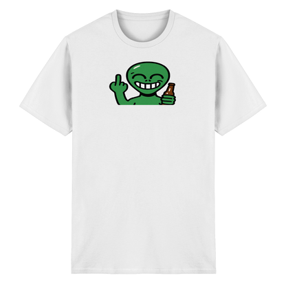 Alien mit Mittelfinger – Cosmic Party, irdischer Finger - Heavy Cotton T-Shirt