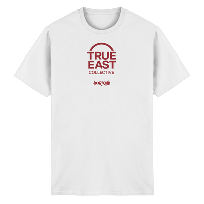 Hortkind &True East Logo – Aufgewachsen zwischen Pausenhof und Plattenbau - Heavy Cotton T-Shirt
