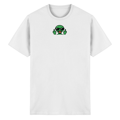Alien mit Mittelfinger – Grüße vom Planeten Genervt - Heavy Cotton T-Shirt