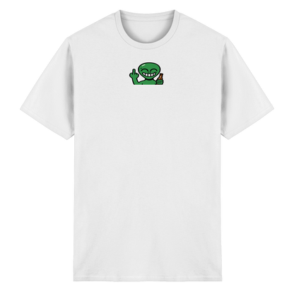 Alien mit Mittelfinger – Cosmic Party, irdischer Finger - Heavy Cotton T-Shirt