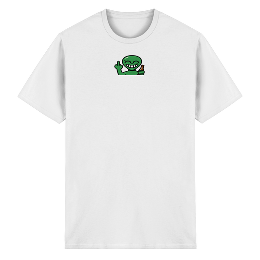 Alien mit Mittelfinger – Cosmic Party, irdischer Finger - Heavy Cotton T-Shirt