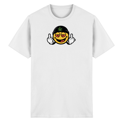 Smiley mit Mittelfinger – Lächeln. Ziehen. Grenzen setzen. - Heavy Cotton T-Shirt