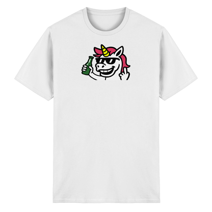 Einhorn mit Mittelfinger – Im Partymodus scheißt’s auf Glitzerregeln - Heavy Cotton T-Shirt