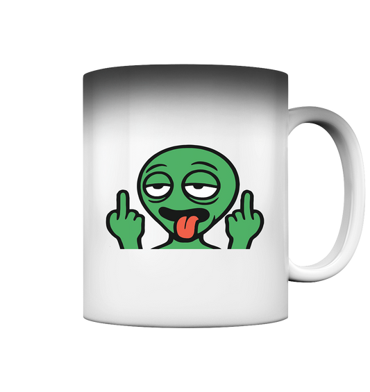 Alien mit Mittelfinger – Ich will nach Hause, aber erst flippe ich euch noch - Magic Mug