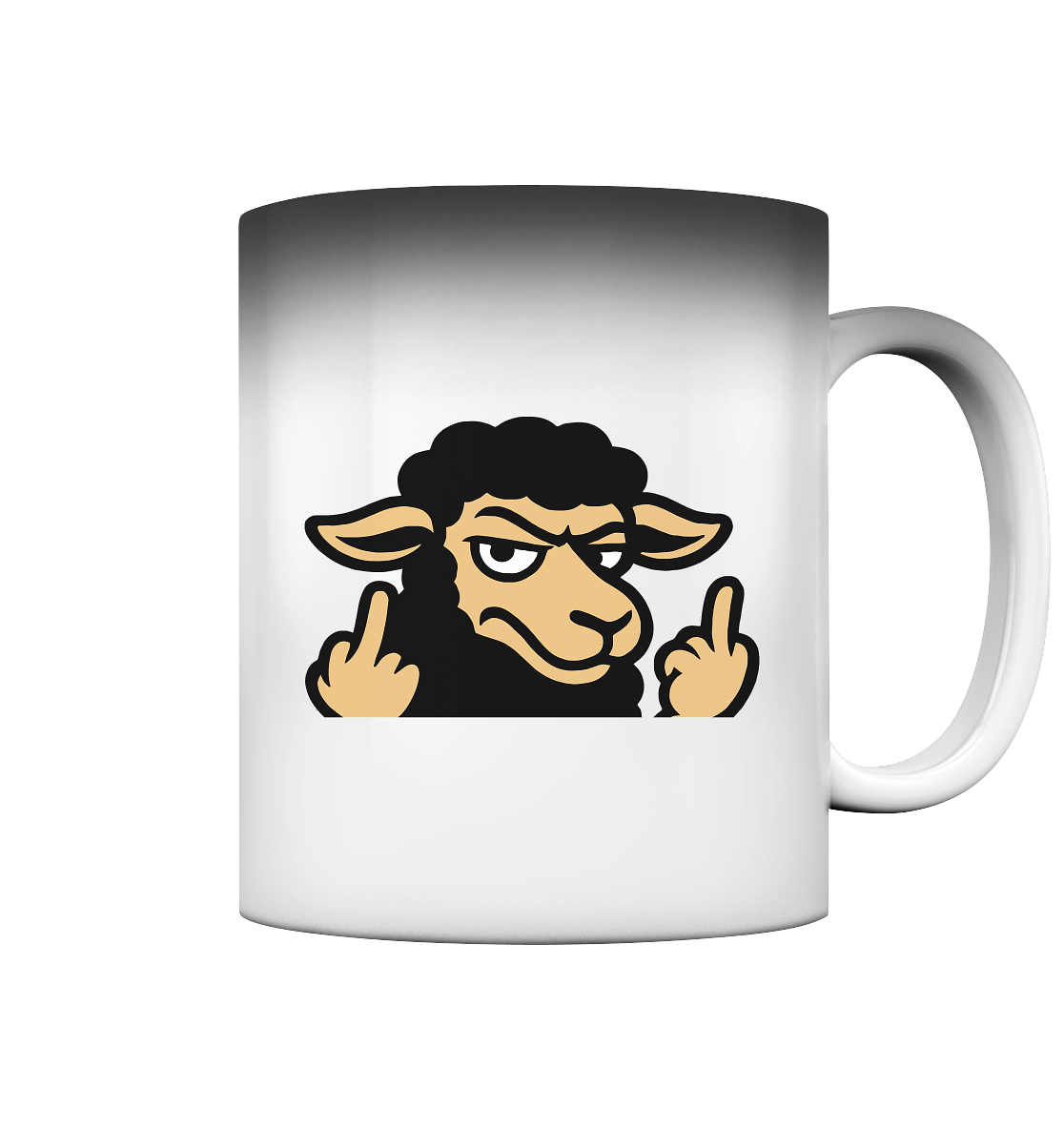 Schwarzes Schaf mit Mittelfinger – Das stille Nein in Stoffform - Magic Mug