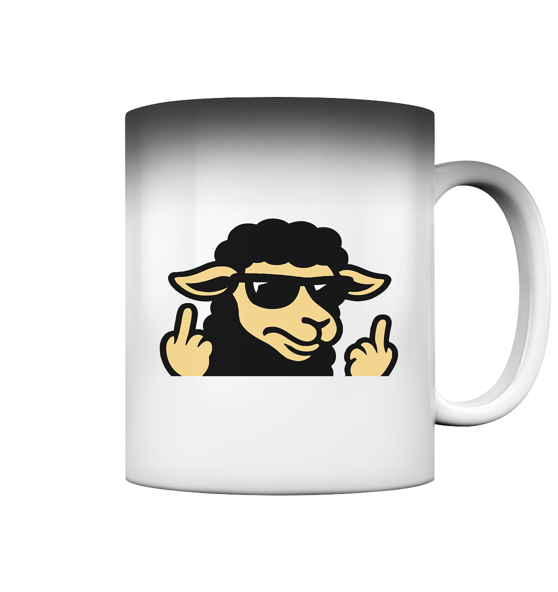 Schwarzes Schaf mit Mittelfinger – Schluss mit Nettigkeit - Magic Mug