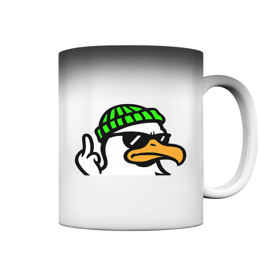 Möwe mit Mittelfinger – Klarstellung in Federform - Magic Mug