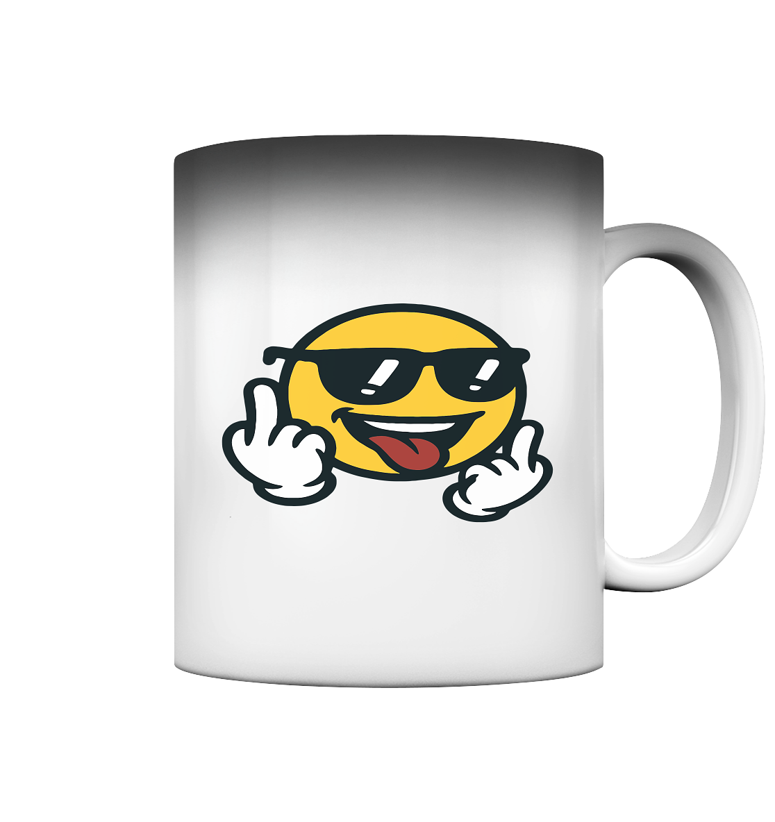 Smiley mit Mittelfinger – Der freundlichste Mittelfinger der Welt - Magic Mug