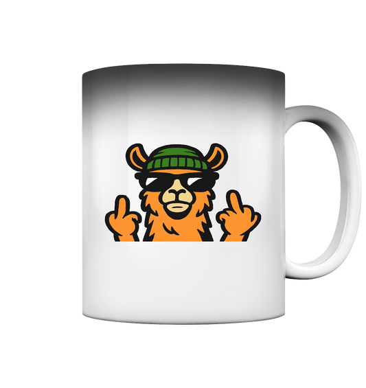 Lama mit Mittelfinger – Dein freches Statement gegen nervige Fragen und blöde Menschen - Magic Mug