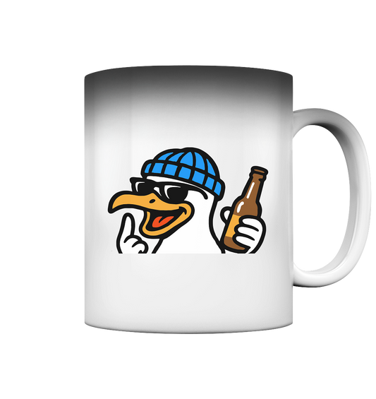 Möwe mit Mittelfinger – Dein nachtaktives Party-Orakel - Magic Mug