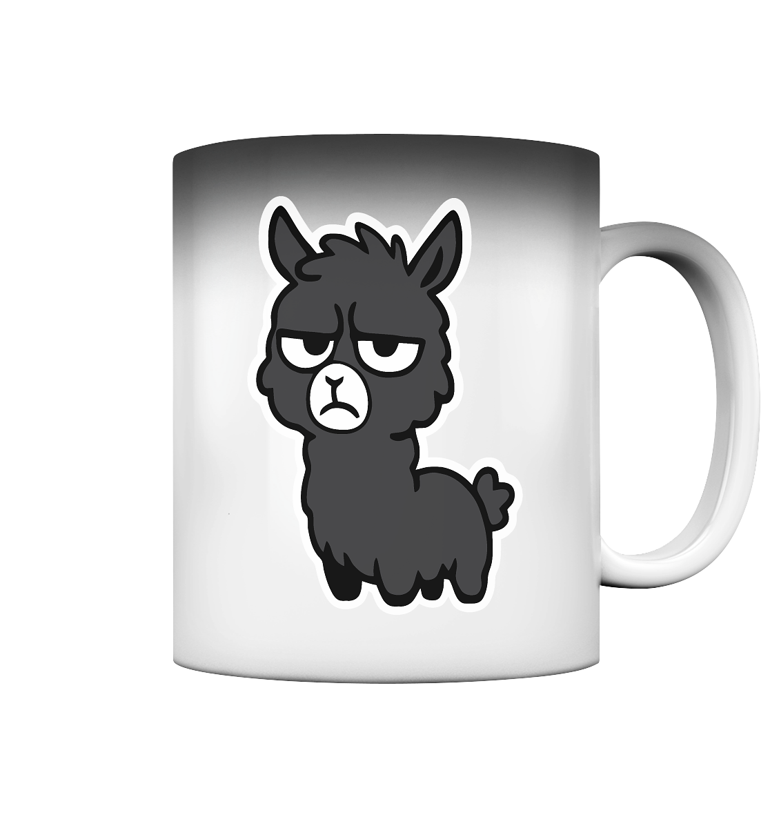 Alpaka mit Augenrollen & hochgezogener Lippe – Bitte nicht heute, Mensch - Magic Mug