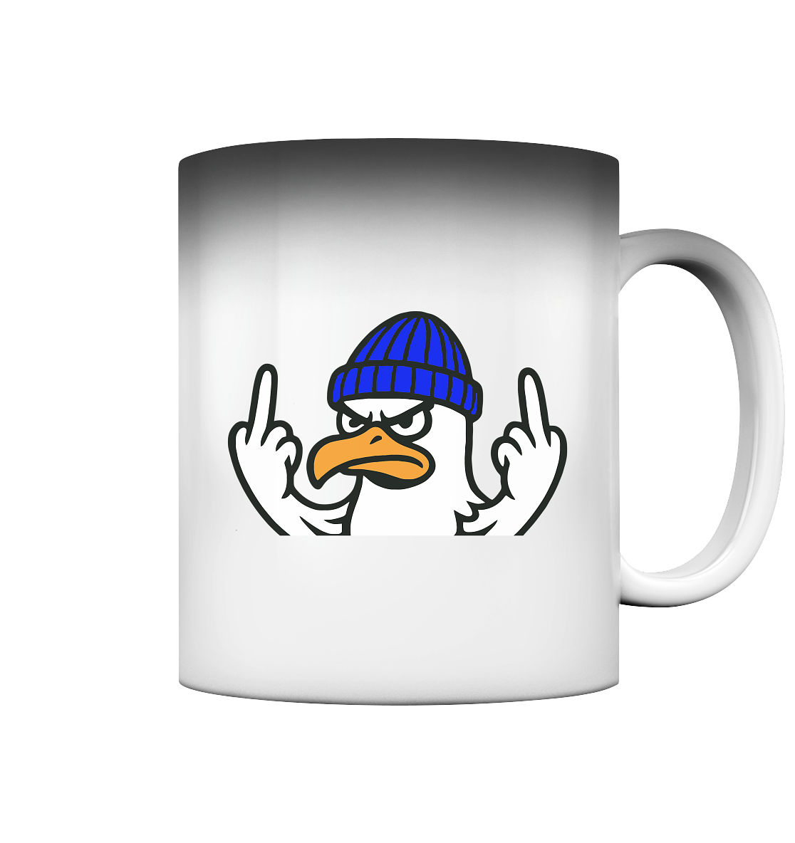 Möwe mit Mittelfinger – Vogel zeigen, Stil behalten - Magic Mug