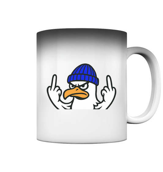 Möwe mit Mittelfinger – Vogel zeigen, Stil behalten - Magic Mug