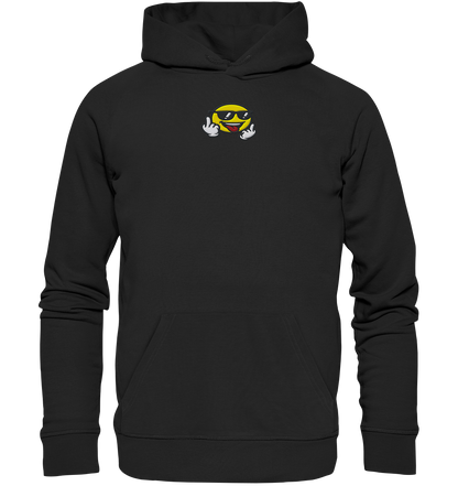 Smiley mit Mittelfinger – Der freundlichste Mittelfinger der Welt - Organic Hoodie (Stick)