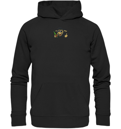 Schaf mit Mittelfinger im Partymodus – Zu viel Konfetti, zu wenig Geduld - Organic Hoodie (Stick)