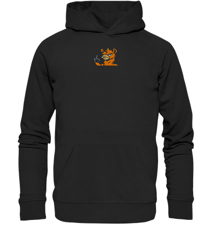 Lama mit Mittelfinger – Meditation auf Abwehrmodus - Organic Hoodie (Stick)