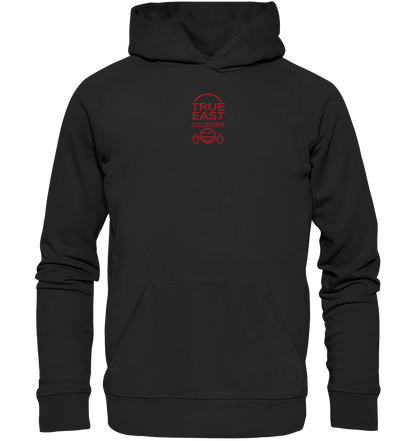 True East Logo & Doppelfinger-Smiley – Lächeln, aber lass stecken - Organic Hoodie (Stick)