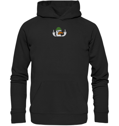 Möwe mit Mittelfinger – Kein Bock, keine Diskussionen - Organic Hoodie (Stick)