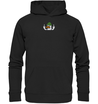 Möwe mit Mittelfinger – Vogel zeigen, Stil behalten - Organic Hoodie (Stick)