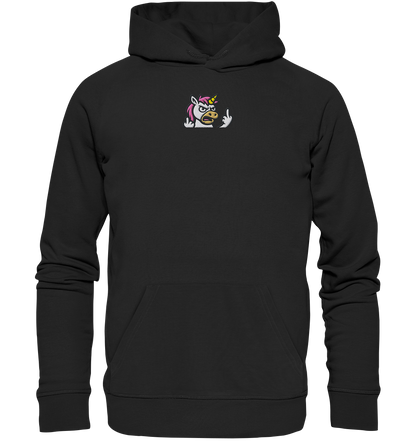Einhorn mit Mittelfinger – Wenn die Zuckerwatte abgelaufen ist - Organic Hoodie (Stick)