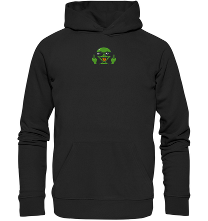 Alien mit Mittelfinger – Grüße vom Planeten Genervt - Organic Hoodie (Stick)