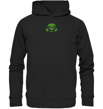 Alien mit Mittelfinger – Kontakt abgebrochen - Organic Hoodie (Stick)