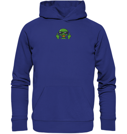 Alien mit Mittelfinger – Grüße vom Planeten Genervt - Organic Hoodie (Stick)