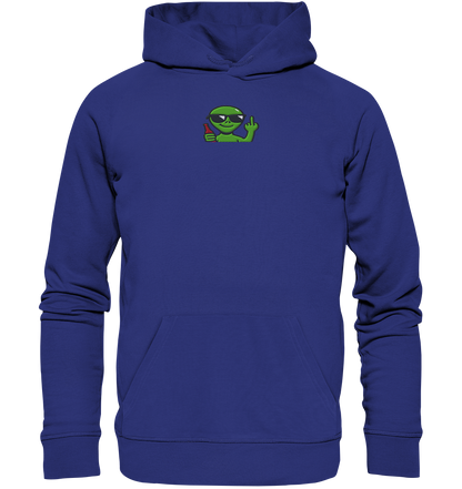 Alien mit Mittelfinger – Der Club gehört den Sternen - Organic Hoodie (Stick)