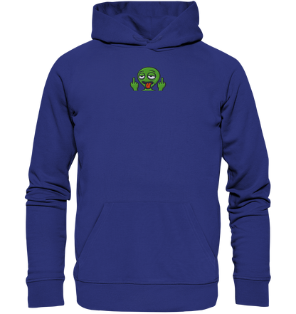 Alien mit Mittelfinger – Ich will nach Hause, aber erst flippe ich euch noch - Organic Hoodie (Stick)