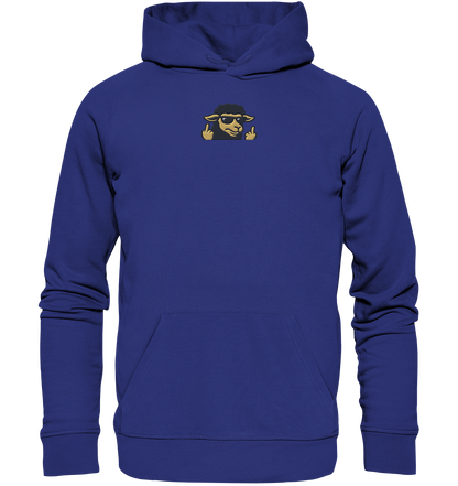 Schwarzes Schaf mit Mittelfinger – Schluss mit Nettigkeit - Organic Hoodie (Stick)