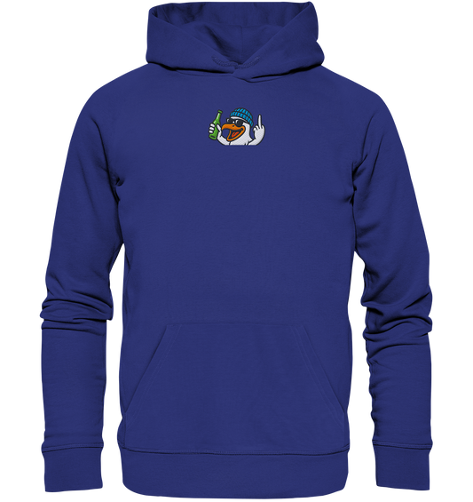 Möwe mit Mittelfinger – Der fliegende Cocktail der Verweigerung - Organic Hoodie (Stick)