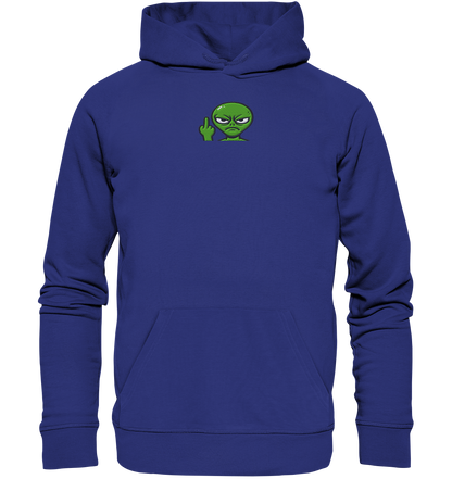 Alien mit Mittelfinger – Erdleben ist kein Ponyhof - Organic Hoodie (Stick)
