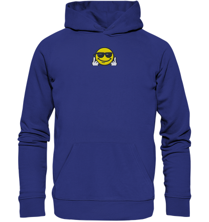 Smiley mit Mittelfinger – Gute Laune. Schlechte Laune. Klar geregelt. - Organic Hoodie (Stick)