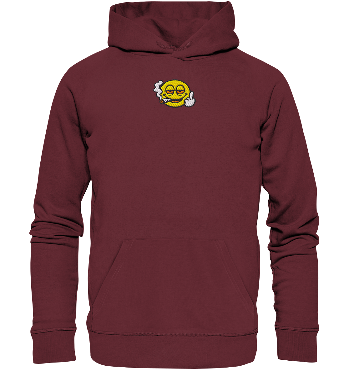 Smiley mit Mittelfinger – Wie ein Joint, nur zum Anziehen - Organic Hoodie (Stick)