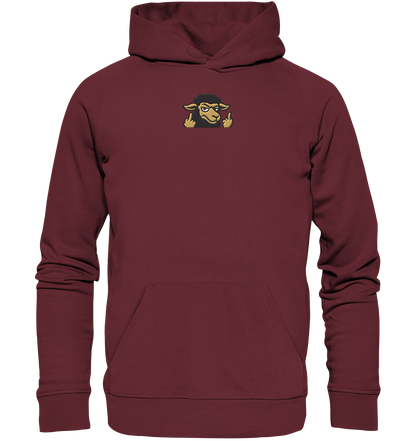 Schwarzes Schaf mit Mittelfinger – Das stille Nein in Stoffform - Organic Hoodie (Stick)