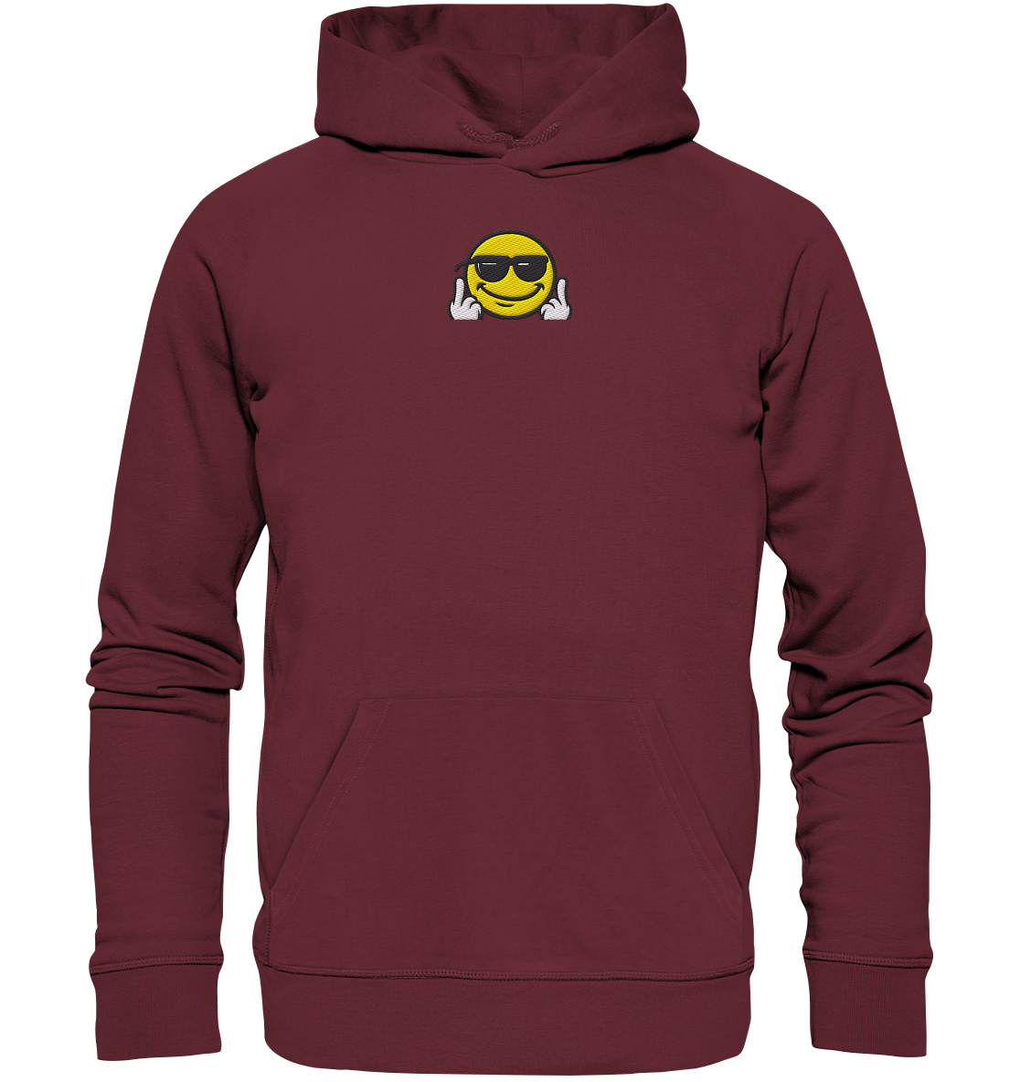 Smiley mit Mittelfinger – Gute Laune. Schlechte Laune. Klar geregelt. - Organic Hoodie (Stick)