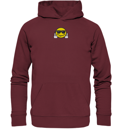 Smiley mit Mittelfinger – Gute Laune. Schlechte Laune. Klar geregelt. - Organic Hoodie (Stick)