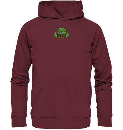 Alien mit Mittelfinger – Ich will nach Hause, aber erst flippe ich euch noch - Organic Hoodie (Stick)