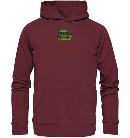 Alien mit Mittelfinger – Der Club gehört den Sternen - Organic Hoodie (Stick)