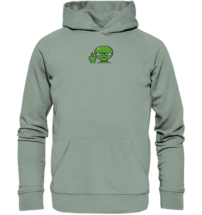 Alien mit Mittelfinger – Erdleben ist kein Ponyhof - Organic Hoodie (Stick)
