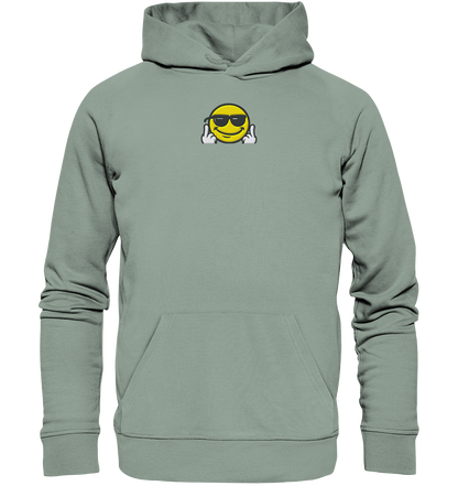 Smiley mit Mittelfinger – Gute Laune. Schlechte Laune. Klar geregelt. - Organic Hoodie (Stick)