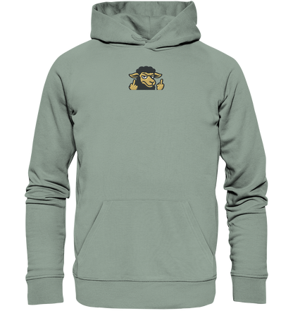 Schwarzes Schaf mit Mittelfinger – Das stille Nein in Stoffform - Organic Hoodie (Stick)