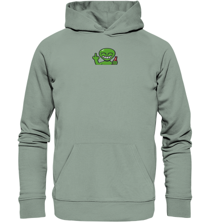 Alien mit Mittelfinger – Cosmic Party, irdischer Finger - Organic Hoodie (Stick)