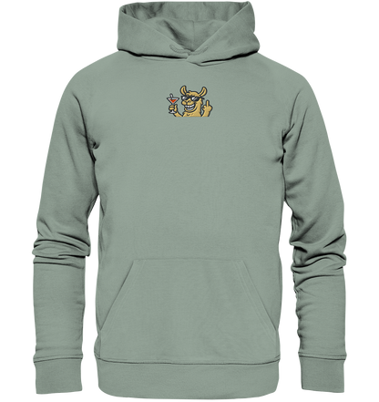 Lama mit Mittelfinger – Partymodus mit Attitüde - Organic Hoodie (Stick)