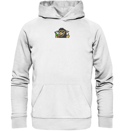 Schaf mit Mittelfinger im Partymodus – Zu viel Konfetti, zu wenig Geduld - Organic Hoodie (Stick)