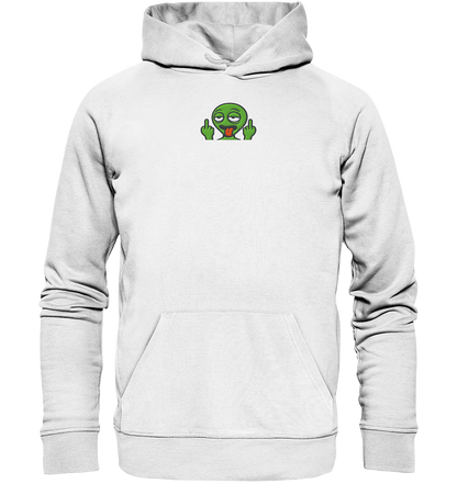 Alien mit Mittelfinger – Ich will nach Hause, aber erst flippe ich euch noch - Organic Hoodie (Stick)