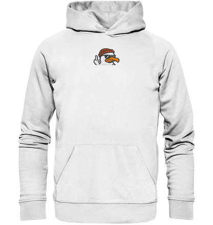 Möwe mit Mittelfinger – Klarstellung in Federform - Organic Hoodie (Stick)
