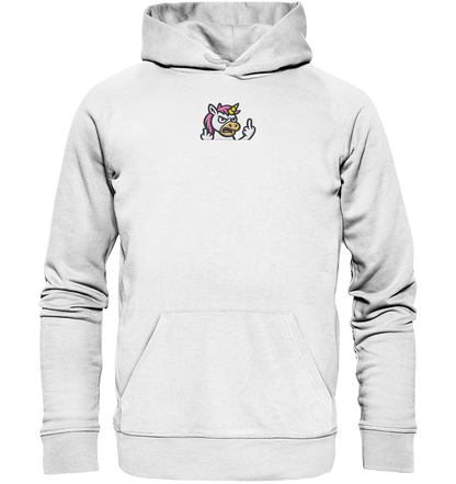 Einhorn mit Mittelfinger – Wenn die Zuckerwatte abgelaufen ist - Organic Hoodie (Stick)