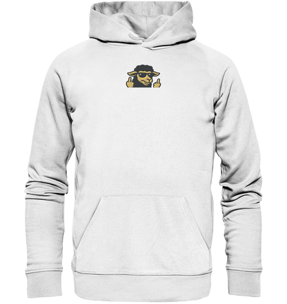 Schwarzes Schaf mit Mittelfinger – Schluss mit Nettigkeit - Organic Hoodie (Stick)