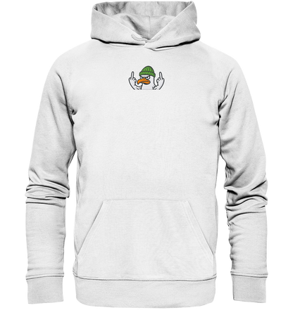 Möwe mit Mittelfinger – Vogel zeigen, Stil behalten - Organic Hoodie (Stick)